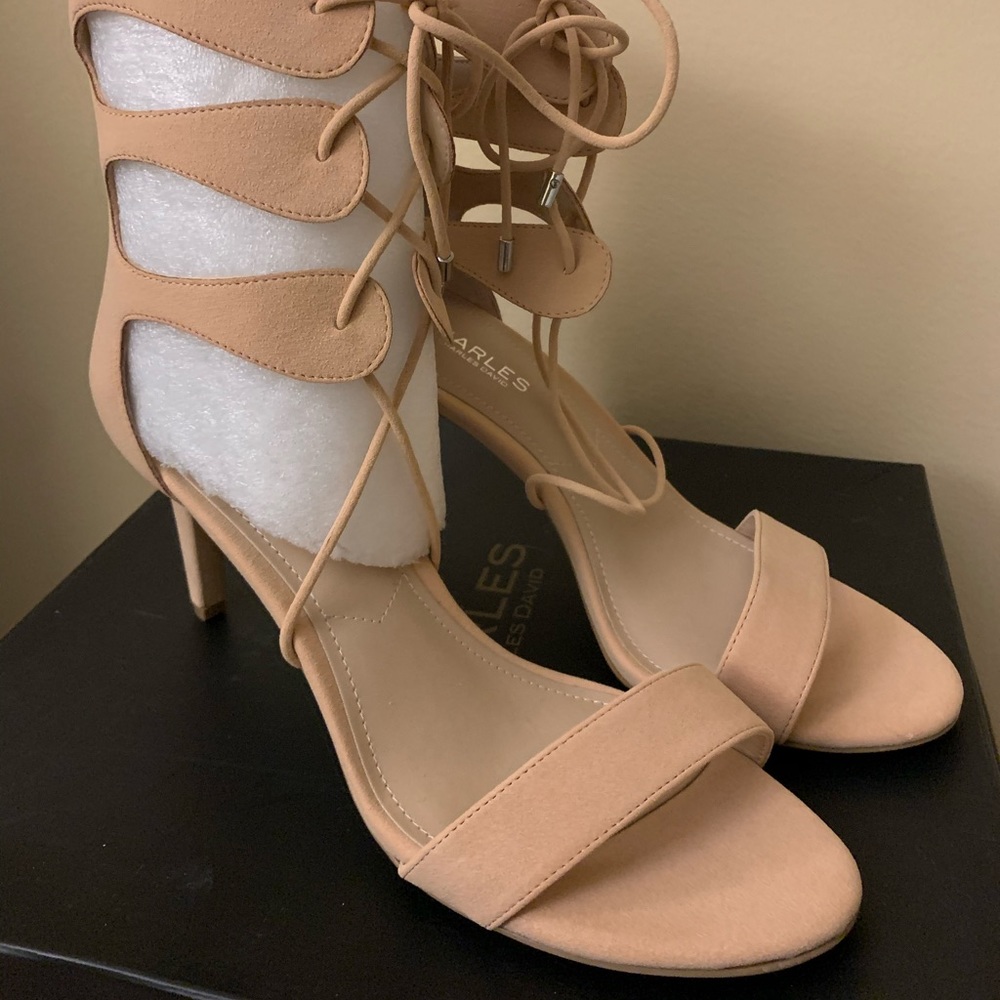 Beige/Rose-Pink Gladiator Sandals NWT 3 1/4in heel